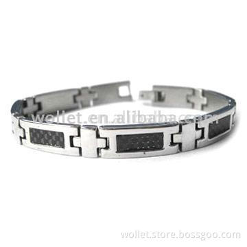Stainless Steel Bracelet with Carbon Fiber